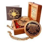 Boussole en laiton avec citation gravée pour petit-fils | Cadeau souvenir pour mon petit-fils d'anniversaire, baptême, remise de diplôme, confirmation, amour, idée cadeau par grand-père grand-mère (#1