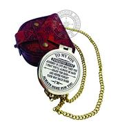 Boussole en Laiton Brillant avec étui en Cuir Cadeau Nautique pour Fils de la Part de Papa et Maman