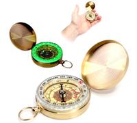 Boussole en laiton style gousset - magnétique et phosphorescente - ø 5,5 cm