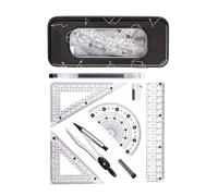 Boussole ergonomique et règle avec matériaux ABS résistants aux chocs pour le dessin technique, l'architecture et la règle d'étude quotidienne