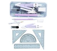 Boussole et règle Kits de fournitures de dessin en plastique avec étui organisé 9 outils de géométrie scolaire essentiels pour ingénieurs Boussole de mesure précise