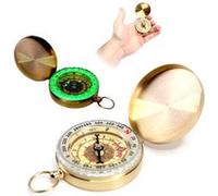 FISHTEC - Boussole en Laiton Style Gousset - Design Authentique Vintage - Fonction Magnétique Précise - Cadran Phosphorescent Jour/Nuit - Anneau de Transport Pratique - Ø 5,5 cm