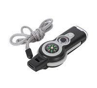 Boussole Multifonction 7 en 1, Boussole De Survie d'urgence, Sifflet, Thermomètre à Lumière LED, Outil Multifonction pour Enfant, Randonnée, Escalade(Gris)