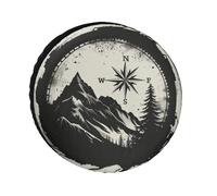Boussole Nature Montagne Housse De Pneu De Secours Premium Housse Roue De Secours Anti Poussière Neige Couverture De Roue De Secours Universelle pour Voiture SUV Auto Remorque 16Inch