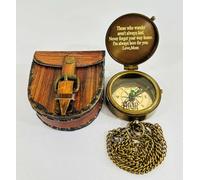 Boussole nautique de poche en laiton antique, étui en cuir, vintage, camping, randonnée, direction marine, remise de diplôme, confirmation, jour gravable, pour homme, voyage de qualité