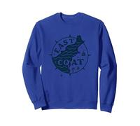Boussole Nautique East Coast pour Les Amateurs de Plage Sweatshirt, Unisexe pour Adultes, Bleu Royal, S