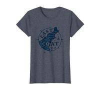Boussole Nautique East Coast pour Les Amateurs de Plage T-Shirt, Femme, Bleu Chiné, M