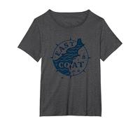 Boussole Nautique East Coast pour Les Amateurs de Plage T-Shirt, Femme Grandes Tailles, Chiné Foncé, 6X
