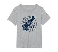 Boussole Nautique East Coast pour Les Amateurs de Plage T-Shirt, Femme Grandes Tailles, Gris Chiné, 2X