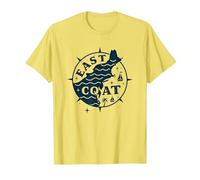 Boussole Nautique East Coast pour Les Amateurs de Plage T-Shirt, Homme, Citron, XL