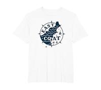 Boussole Nautique East Coast pour Les Amateurs de Plage T-Shirt, Homme Grandes Tailles, Blanc, 3X Tall