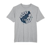 Boussole Nautique East Coast pour Les Amateurs de Plage T-Shirt, Homme Grandes Tailles, Gris Chiné, 6X Tall