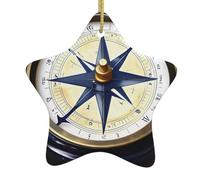 Boussole Nautique pour Voilier Pendentif Noël Ornement Porcelaine Suspendu pour Maison Fête Vacances