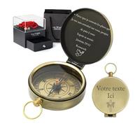 Boussole Personnalisée Boussole Gravée avec Texte Cadeaux de Sainte Communion Baptême Confirmation Cadeau pour Lui Homme Papa Petit-Fils (Boussole personnalisée)