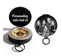 Boussole Photo Personnalisée avec Gravure de Texte Compas de Randonnée Étanche pour Voyage pour Le Camping La Randonnée la Chasse et Les Activités de Plein air (Boussole 6)