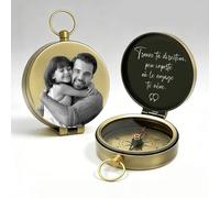 Boussole Photo Personnalisée avec Gravure de Texte Compas de Randonnée Étanche pour Voyage pour Le Camping La Randonnée la Chasse et Les Activités de Plein air (Photo Boussole - 1)