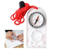 Boussole Règle de Carte, Compas Navigation Extérieure Étanche avec Cordon Réglable & Loupe, Boussole Randonnée Transparente Portable pour Lecture Expédition Course Survie d'Orientation