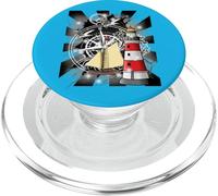 Boussole rétro des années 60 Phare voilier Boussole Mouettes Maritime PopSockets PopGrip pour MagSafe