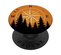 Boussole Rose Coucher De Soleil Forêt Arbres Randonnée Extérieur Nature PopSockets PopGrip Adhésif