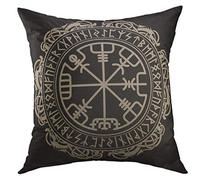 Boussole Runique Magique Vegvisir,Motif Viking des Celtes Noirs,dans Le Cercle des Runes Nordiques Housse Coussin Doux Housses De Coussins avec Fermeture Éclair Housse De Coussin 45X45Cm