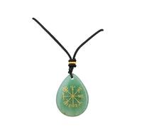 Boussole Viking en cristal naturel, pendentif en forme de larme, amulette Rune for la fabrication de bijoux à bricoler soi-même et cadeau de charme de Protection païenne Wiccan(Green Aventurine)
