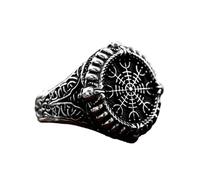 Boussole Viking nordique en acier inoxydable vieilli tête de mort bague titane acier à la main bijoux Unique Design Tendance de la mode