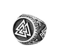 Boussole vintage nordique Bague en acier titane Triangle Viking lettre Homme en acier inoxydable bague personnalité bijoux de mode