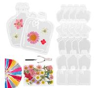 Bousting à fleurs séchées Artisanat, Bookmarks de fleurs séchées Ensemble 72pcs Bookmarks de fleurs pressées transparentes avec puncher ＆ Twezer Page florale amusante