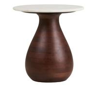 Bout de canapé Ø40cm plateau en marbre pied en manguier teinté - ELKE