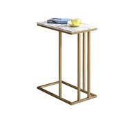IDIMEX Bout de canapé Carlota en métal doré et Plateau rectangulaire en MDF décor marbre Blanc, Table d'appoint Table à café Table Basse de Salon Design Chic et élégant