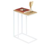 IDIMEX Bout de canapé Debora Table d'appoint Table à café Table Basse de Salon Design Retro Vintage Industriel, Plateau rectangulaire en MDF décor chêne Sonoma et Cadre en métal Blanc