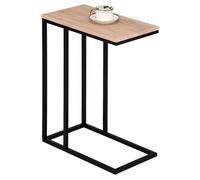 IDIMEX Bout de canapé Debora Table d'appoint Table à café Table Basse de Salon Design Retro Vintage Industriel, Plateau rectangulaire en MDF décor chêne Sauvage et Cadre en métal Noir