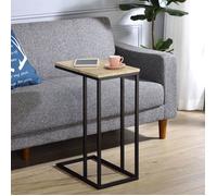 IDIMEX Bout de canapé Debora Table d'appoint Table à café Table Basse de Salon Design Retro Vintage Industriel, Plateau rectangulaire en MDF décor chêne Sonoma et Cadre en métal Noir