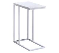 Bout de canapé DEBORA table d'appoint table basse de salon cadre en métal blanc plateau rectangulaire en MDF blanc mat