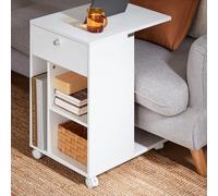 Bout De Canapé En Forme De C Sur Roulettes Avec 3 Compartiments Blanc