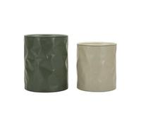 Lot de 2 Tables d'Appoint "Norimberga" 48cm Vert & Beige