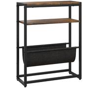 HOMCOM Table d'appoint Bout de canapé Table d'entrée avec étagère et Porte-revues Structure en Acier Design Industriel - 43l x 18P x 56H cm Noir Marron foncé