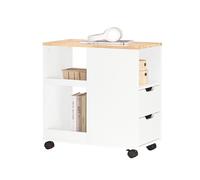 SoBuy Meuble imprimante FBT130-WN - 2 tiroirs, 1 compartiment ouvert, roulettes, blanc L60xP30xH60cm