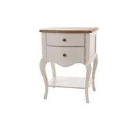 Bout de canapé Loberon 2 tiroirs - Amadeus - Blanc - Bois Blanc