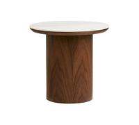AltoBuy Bout de canapé Ø40cm Plateau en céramique Aspect marbre Pied placage frêne teinté - Nelly