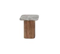 Bout de Canapé Plateau Marbre Naturel Piètement Acacia - ANGELE -