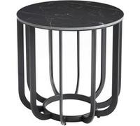 Bout de Canapé Rond Plateau Céramique Marbré Cadre Métal Gris Anthracite - KLODIE - ALTOBUY Noir G