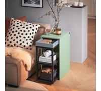 Bout De Canapé Sur Roulettes Effet Bois Vert 1 Plateau Et 2 Étagères Vert