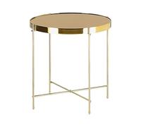 Bout de Canapé Table d'Appoint Ronde 40 cm en Verre et Acier Marron et Dorée Design Moderne pour Chambre ou Salon Contemporain Beliani