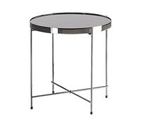 Bout de Canapé Table d'Appoint Ronde 40 cm en Verre et Acier Noire et Argentée Design Moderne pour Chambre ou Salon Contemporain Beliani