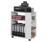 Bout De Canapé Table Roulante Avec Étagères De Rangement Bibliothèque À Roulettes - Sobuy Fbt68-W Blanc