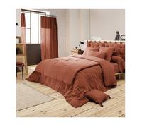 Bout de lit double gaze de coton à pompons 90 x 200 cm Gaia Terracotta