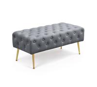 Bout de lit en velours capitonné 100 cm MONACO Gris Foncé