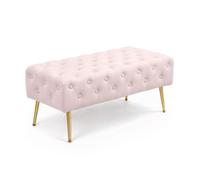 Bout de lit en velours capitonné 100 cm MONACO Rose Poudré