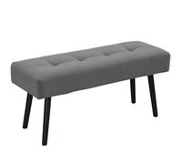 HOMCOM Banc Banquette Moderne Bout de lit rembourré en Velours côtelé et Pieds en Acier Noir, idéal pour entrée, Salon, Chambre, Charge 220 Kg, 100 x 36 x 45 cm, Gris